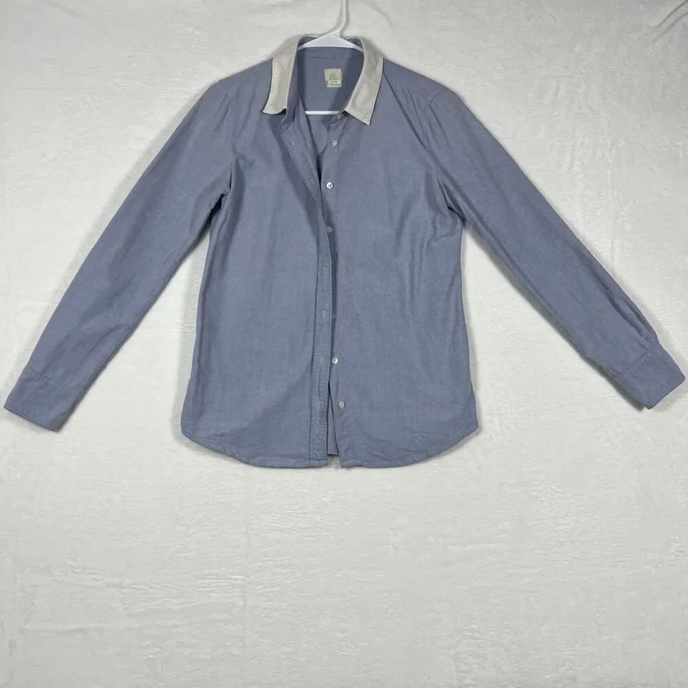 J.Crew The Boy Shirt Womens Size 4 Blue Chambray Button Down Cotton Shirt